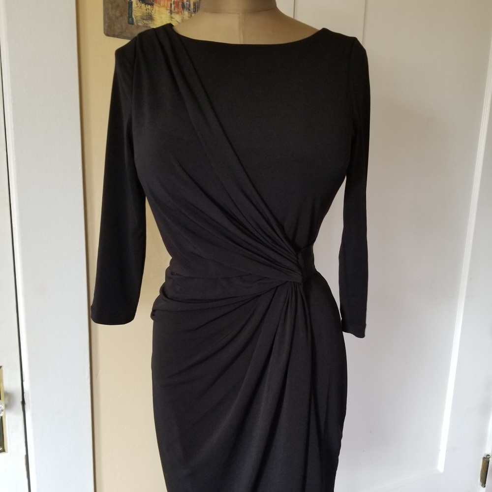 Premise Small Black Wrap Dress Business 3/4 Sleeve